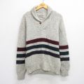 M★古着 長袖 セーター メンズ 90年代 90s ウール ショールカラー 薄グレー他 25oct03 中古 ニット トップス