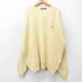 XL★古着 ノーティカ NAUTICA 長袖 ブランド セーター メンズ 90年代 90s ワンポイントロゴ 大きいサイズ リネン クルーネック 薄黄 イエロー 【spe】 25oct04 中古 ニット トップス