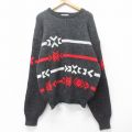 L★古着 長袖 セーター メンズ 90年代 90s ウール クルーネック 濃グレー他 25oct04 中古 ニット トップス