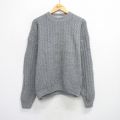 XL★古着 長袖 セーター メンズ クルーネック グレー 25oct07 中古 ニット トップス