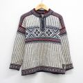 M★古着 ダーレオブノルウェー 長袖 ハーフジップ セーター メンズ スキー ウール 白他 ホワイト 25oct07 中古 ニット トップス