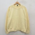 XL★古着 長袖 セーター メンズ 90年代 90s 大きいサイズ コットン クルーネック USA製 黄 イエロー 25oct09 中古 ニット トップス
