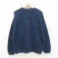 L★古着 長袖 セーター メンズ 90年代 90s 手織り コットン USA製 濃紺 ネイビー 25oct09 中古 ニット トップス