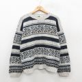L★古着 長袖 セーター メンズ 90年代 90s コットン クルーネック USA製 グレー他 25oct09 中古 ニット トップス