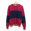 M★古着 長袖 セーター メンズ 00年代 00s シェットランドウール クルーネック エンジ他 25oct10 中古 ニット トップス