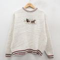 L★古着 長袖 セーター メンズ 90年代 90s 馬車 刺繍 コットン クルーネック USA製 生成り他 【spe】 25oct11 中古 ニット トップス