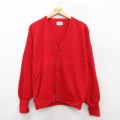M★古着 長袖 ニット カーディガン メンズ 90年代 90s アクリル USA製 赤 レッド 25oct11 中古 トップス