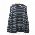 M★古着 ペリーエリス 長袖 セーター メンズ 90年代 90s クルーネック 紺他 ネイビー ボーダー 【spe】 25oct11 中古 ニット トップス