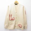 S★古着 長袖 レタード ニット カーディガン メンズ 60年代 60s L GAA ウール 生成り 【spe】 25oct14 中古 トップス