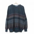 XL★古着 長袖 セーター メンズ 90年代 90s 大きいサイズ クルーネック イタリア製 紺他 ネイビー 25oct14 中古 ニット トップス