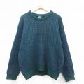 L★古着 ウールリッチ WOOLRICH 長袖 セーター メンズ 90年代 90s バーズアイ ウール クルーネック 緑他 グリーン 【spe】 25oct14 中古 ニット トップス