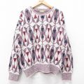 L★古着 長袖 セーター メンズ 90年代 90s コットン クルーネック USA製 エンジ他 25oct15 中古 ニット トップス