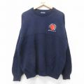 XL★古着 リー Lee 長袖 セーター メンズ 90年代 90s バスケットボール コットンクルーネック USA製 紺 ネイビー 25oct15 中古 ニット トップス