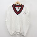 ニット ベスト 90s レーシング デイルアーンハート 3 大きいサイズ Vネック 白他 ホワイト XL | 古着