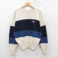 【20%OFF】L★古着 ラルフローレン Ralph Lauren 長袖 ブランド セーター メンズ 90年代 90s ワンポイントロゴ コットン ボートネック 紺他 ネイビー 25oct20 中古 ニット トップス