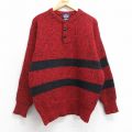 M★古着 ウールリッチ WOOLRICH 長袖 セーター メンズ 90年代 90s ウール ヘンリーネック 赤他 レッド 【spe】 25oct21 中古 ニット トップス