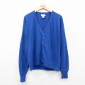 XL★古着 IZOD 長袖 ニット カーディガン メンズ 90年代 90s ワンポイントロゴ アクリル 青 ブルー 25oct23 中古 トップス