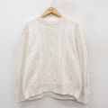 【20%OFF】XL★古着 エルエルビーン LLBEAN 長袖 ケーブル セーター メンズ 00年代 00s コットン クルーネック 生成り 25oct23 中古 ニット トップス