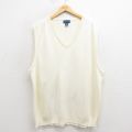 XL★古着 タウンクラフト ニット ベスト メンズ 90年代 90s 大きいサイズ アクリル Vネック USA製 白 ホワイト 25oct25 中古 トップス