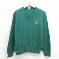 L★古着 長袖 セーター メンズ 80年代 80s ファイティングアイリッシュ アクリル Vネック カナダ製 緑 グリーン 25oct25 中古 ニット トップス