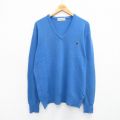 L★古着 カッパ Kappa 長袖 セーター メンズ 90年代 90s ラムウール Vネック イタリア製 薄紺 ネイビー 25oct29 中古 ニット トップス