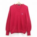 【20%OFF】M★古着 IZOD 長袖 セーター メンズ 80年代 80s ワンポイントロゴ アクリル Vネック エンジ 25oct29 中古 ニット トップス