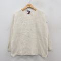 【20%OFF】L★古着 トミーヒルフィガー TOMMY HILFIGER 長袖 ブランド セーター メンズ 90年代 90s コットン Vネック 生成り 25oct30 中古 ニット トップス