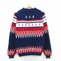 M★古着 長袖 セーター メンズ 80年代 80s ラグラン アクリル モックネック ハイネック 紺他 ネイビー 25oct30 中古 ニット トップス