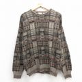 L★古着 長袖 セーター メンズ 90年代 90s クルーネック イタリア製 こげ茶他 ブラウン 25nov01 中古 ニット トップス