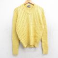 S★古着 ランズエンド 長袖 ケーブル セーター メンズ 00年代 00s コットン Vネック 黄 イエロー 25nov04 中古 ニット トップス