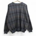 L★古着 長袖 セーター メンズ 90年代 90s 総柄 ウール クルーネック イタリア製 濃グレー他 25nov04 中古 ニット トップス