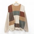 XL★古着 リバティ 長袖 セーター メンズ 90年代 90s クルーネック USA製 ベージュ他 カーキ 【spe】 25nov05 中古 ニット トップス