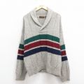 XL★古着 エディーバウアー 長袖 セーター メンズ 90年代 90s ショールカラー グレー 霜降り 25nov11