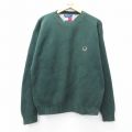 XL★古着 トミーヒルフィガー 長袖 ブランド セーター メンズ 90年代 90s ワンポイントロゴ コットン クルーネック 緑 25nov11