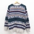M★古着 長袖 セーター メンズ 90年代 90s コットン クルーネック USA製 紺他【spe】 25nov12