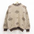 M★古着 長袖 セーター メンズ 90年代 90s コットン クルーネック USA製 ベージュ 25nov12