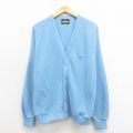 L★古着 長袖 ニット カーディガン メンズ 80年代 80s アクリル 水色 25nov12