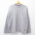XL★古着 ラルフローレン チャップス 長袖 ブランド セーター メンズ 90年代 90s ヘリンボーン コットン クルーネック グレー 25nov13