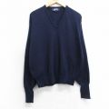 L★古着 長袖 セーター メンズ 90年代 90s 無地 アクリル USA製 濃紺 25nov14
