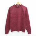 M★古着 長袖 セーター メンズ 80年代 80s ウール クルーネック USA製 エンジ 25nov15