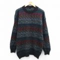 M★古着 長袖 セーター メンズ 90年代 90s ウール クルーネック 黒他 25nov15