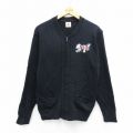 M★古着 長袖 フルジップ ニット カーディガン メンズ 90年代 90s スヌーピー アクリル 濃紺【spe】 25nov15