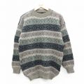 M★古着 長袖 セーター メンズ 90年代 90s フェアアイル アルパカ クルーネック 緑他【spe】 25nov15