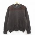 L★古着 ウールリッチ 長袖 セーター メンズ ウール クルーネック こげ茶他 25nov15