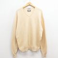 L★古着 TUNDRA 長袖 セーター メンズ 90年代 90s 無地 ウール Vネック カナダ製 生成り 25nov18