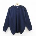 L★古着 長袖 ミリタリー コマンド セーター メンズ ヒジ当て ウール Ｖネック 紺 25nov18