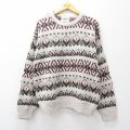 XL★古着 リバティ 長袖 セーター メンズ 90年代 90s フェアアイル コットン クルーネック USA製 ベージュ系他【spe】 25nov21