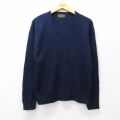 S★古着 長袖 セーター メンズ 80年代 80s アクリル Vネック USA製 紺 25nov21