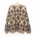 XL★古着 長袖 セーター メンズ 90年代 90s アーガイル 大きいサイズ クルーネック USA製 茶他 25nov25