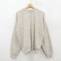 XL★古着 長袖 セーター メンズ 90年代 90s 大きいサイズ コットン クルーネック USA製 薄ベージュ他 25nov25